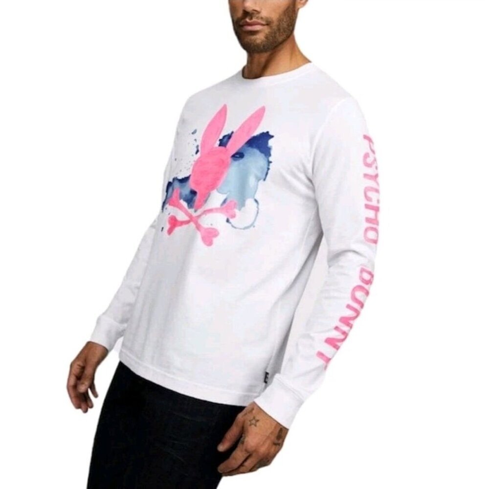 Psycho Bunny “Mallette” T-Shirt Men's L Long Sleeve Tee Graphic Indie Whimsigoth